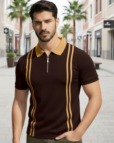 Image of AUSK Men Casual T-Shirt, Texture Printed Half Sleeve Tshirt for Mens, Polo Tshirt for Boys