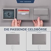 VON HEESEN Leder Geldbörse Herren mit RFID Schutz I Echtleder Geldbeutel für Männer I Münzbörse Portemonnaie Brieftasche Wallet Portmonee (Grau) – Ansicht 6