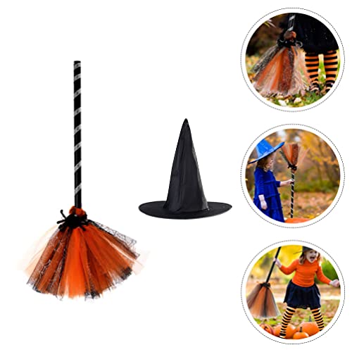 ABOOFAN Kids Hats Kids Broom Halloween Witch Broom Hat Set Witch Broomstick and Costume Accessory for Halloween Christmas Party Costume es - Image 2