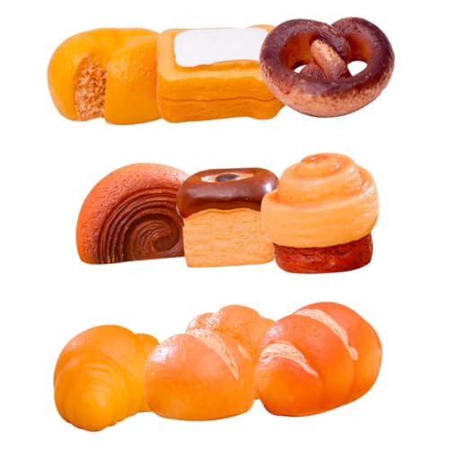 NOLITOY 9個 ミニチュアデザートモデル 軽量で耐久性のある樹脂製 物そっくりなミニパン ケーキ 模型 用ミニハウス装飾 微景観に