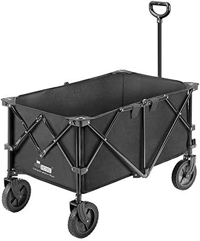 VIVOHOME Heavy Duty 176 Lbs Capacity Collapsible Folding Outdoor Utility Wagon Patio Garden Cart with 2 Drink Holders and Wheels for Camping and Picnic
