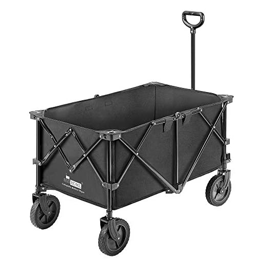 VIVOHOME Heavy Duty 176 Lbs Capacity Collapsible Folding Outdoor Utility Wagon Patio Garden Cart with 2 Drink Holders and Wheels for Camping and Picnic