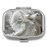 White Dragon Style Pill Box Pill Case Cute Pill Organizer Pill Holder Medicine Pill Organizer Pill Container Daily Pill Organizer Small Pill Box Pill Case for Purse Pocket