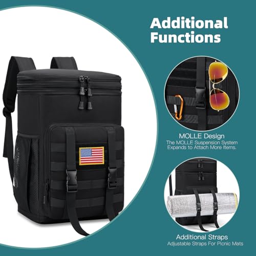 Mochila expansível, mochila térmica com isolamento térmico duplo LeakPoof, impermeável, para homens,