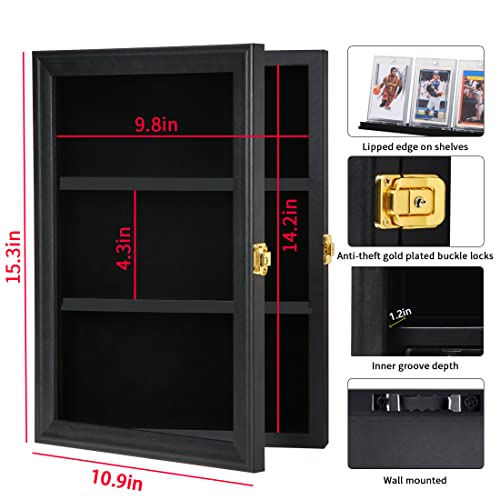 Verani Baseball Card Display Case - Sports Card Display Frame - Holds Sport Cards With Uv Protection Clear View Lockable Wall Cabinet For Football Basketball Hockey Trading Card Black #TOP1