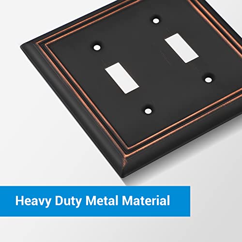 Dewenwils Double Toggle Wallplates, Aged Bronze Light Switch Covers, Heavy Duty Matel Material, Pack Of 2 #TOP1