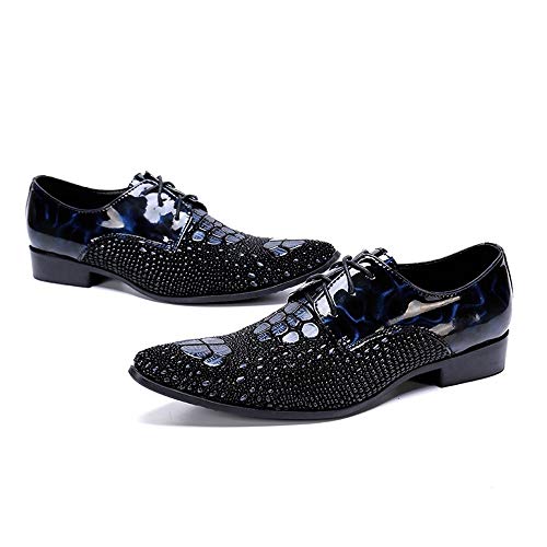 Oxford for Men Formal Shoes Lace Up Genuine Leather Luxury Metaldecor Personality Stitching3