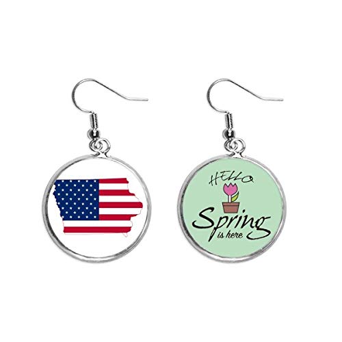 Pendientes de Iowa mapa bandera EE. UU. estrellas y rayas colgante decorativo primavera