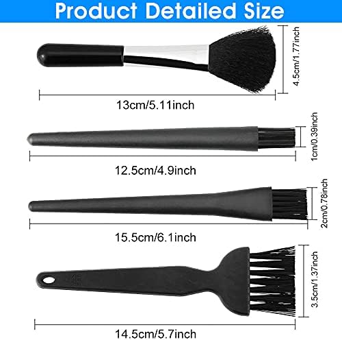 ANTHYTA PC Cleaning Kit,4 Piece Anti Static Brushes,Plastic Handle Keyboard Cleaning Brush Kit,4 Size Black Dust Cleaning Removal Brush Kit for Cleaning Keyboard,PCB,Motherboards,Tablet,Mobiles