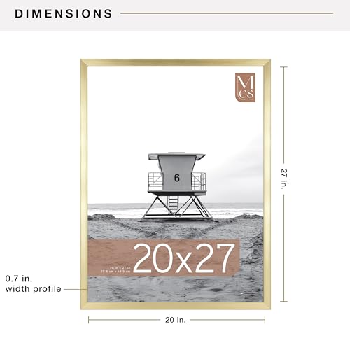 Image of MCS Foundation 20x27 Poster Frame Traditional Brass, Vertical & Horizontal Wall Hanging Large Picture Frame for Photos, Posters & Art Prints (1-Pack)
