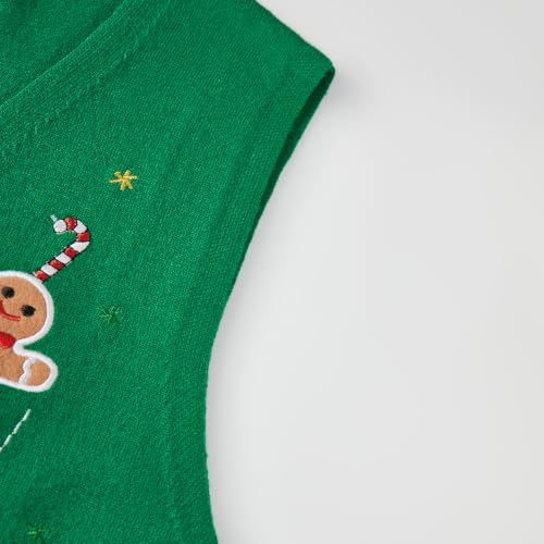 Image of SOLILOQUY Christmas Sweater Vest for Women Button Down Embroidery Knit Vest