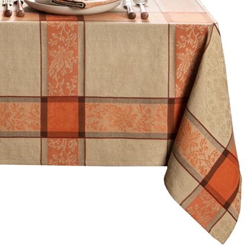 Elrene Home Fashions Autumnal Harvest Jacquard Woven Fall Foilage Thanksgiving Cotton Tablecloth, 60"X120" Rectangle
