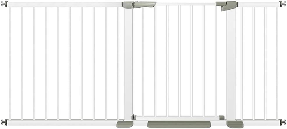 Adjustable Baby Gates for Doorways Stairs and House, Auto Close Safty Gates, Extra Tall and Wide Child Gate, Tall White Pet Gate, Metal Baby Gate Dog Gate, Pressure Mount. 68.5-71in in width