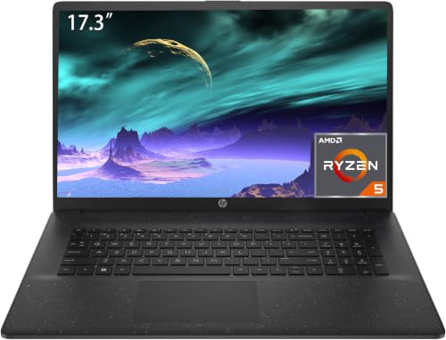 Image of HP 17 Laptop, 17.3 inch HD+ Non-Touch Display, AMD Ryzen 5 7430U, 16GB RAM, 512GB PCIe SSD, Wi-Fi 6 & Bluetooth 5.4, Numeric Keyboard, Windows 11 Home, Black