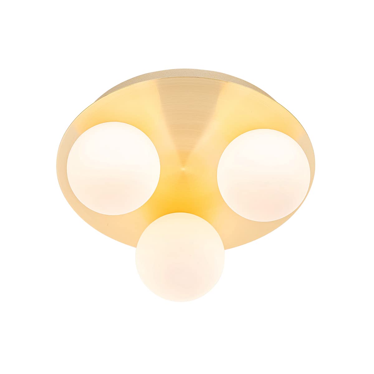 Qazqa Plafón de baño moderno latón 3 luces - Cederic Acero/Vidrio Redonda Adecuado para LED Max. 3 x 40 Watt