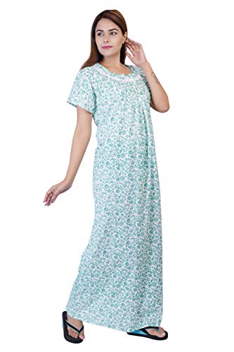 Image of Women's Cotton Block Print Knee Length Nighty
