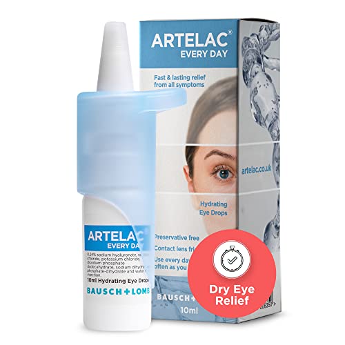 Artelac Eye Drops for Dry Eyes Treatment, Every Day, Preservative Free, Contact Lens Friendly, Relieves Symptoms of Tired, Stressed and Teary Eyes with Hydrating Action, Artificial Tears, 10ml