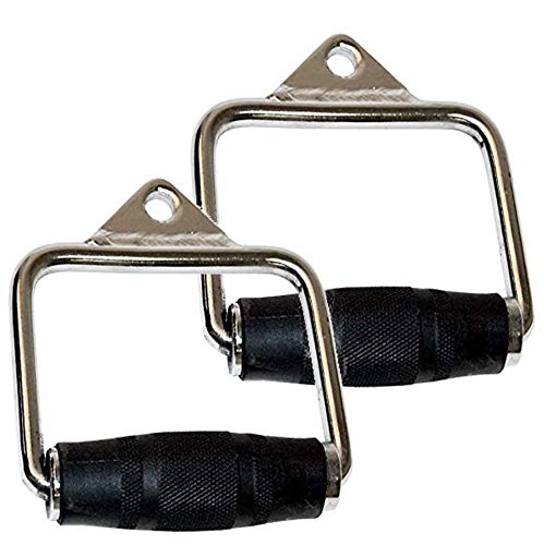 FITNESS MANIAC 2X Cable Handle Attachments Machine Workout D-Handle Stirrup 1 Pair Rubber Grips
