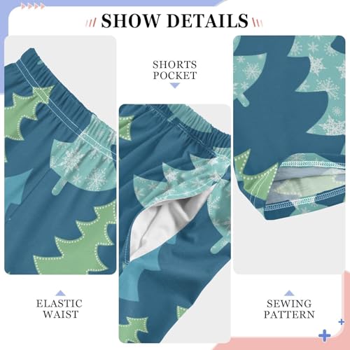 Boys' Pants Christmas Trees Winter Dark Blue Long Bottoms Jogger Pants Elastic Waist Trousers with Pockets S-XL4