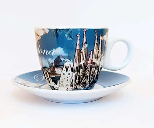 Taza pequeña Barcelona azul con plato Cover