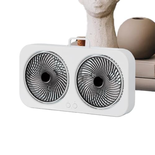 Genérico Ventiladores De Sobremesa Pequeños y Silenciosos,Doble Cabezal con de Enfriamiento | Ventilador Portátil USB Recargable Colgable Para Dormitorio Gimnasio Playa Viajes