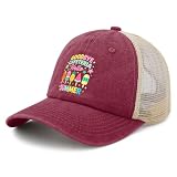 Goodbye Cafeteria Hello Summer Lunch Lady End of School Year Hats for Womens Funny Washed Deep Rose