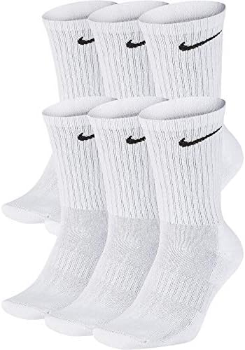 Nike Everyday Cushion Crew Socks, Unisex , White/Black, L (Pack of 6 Pairs of Socks)