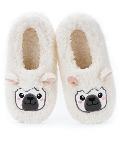 Image of The Metluks Cute Animal House Slippers, Warm Fuzzy Slipper Socks with Grippers Non Slip, Cozy Funny Gifts