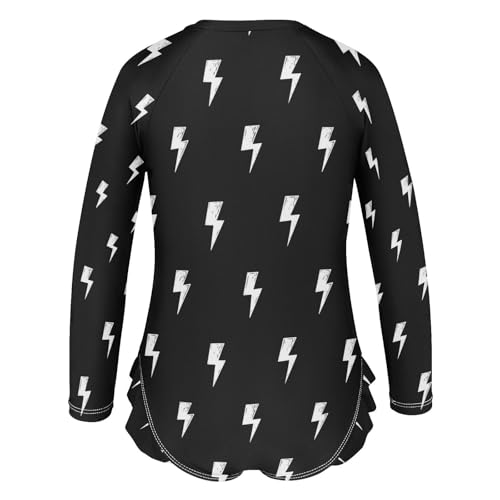 Lightning Bolt Pattern Print Girls Rash Guard Swimsuits Long Sleeve One Pieces Bathing Suit UPF 50+ Zipper Swimwear3