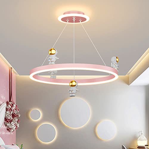 Qendsx Decoración Moderna del Dormitorio para Niños Comada Led Candelier Prinio Lighting Iluminación Ilumenta Iluminación del Teco De Ilumenta(Color:Rosado) Cover