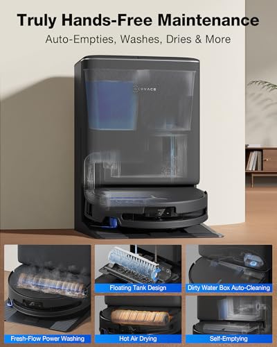 Image of ECOVACS DEEBOT T90 Omni Robot Vacuum and Mop, 30,000Pa Suction, Instant Self-Cleaning OZMO Roller Mop, TruEdge Deep Edge Cleaning, ZeroTangle, Hot Water Wash & 145F Air Dry, AI Obstacle Avoidance