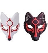 VALICLUD Maskerade Kostüm Maske 2 Stücke Halloween Fuchs Masken Japanische Kabuki Kitsune Katze M...