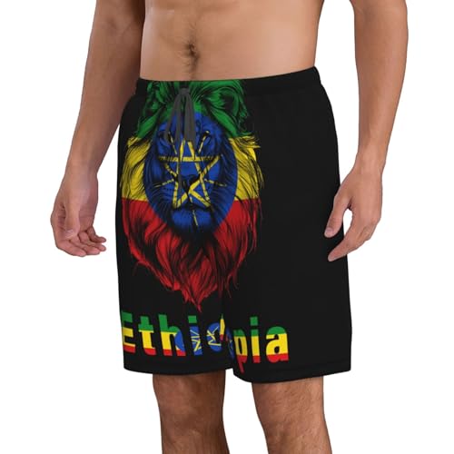 Lion Funny Ethiopian Ethiopia Flag Men's Beach Shorts Quick Dry Funny Stylish Swimwear Bathing Suits2