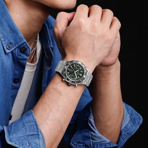 Carlington Nitro Chronograph Men’s Watch, Silver Silver Green - Image 5