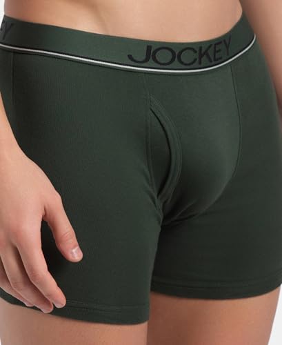 Image of Jockey 8009 Men Super Combed Cotton Rib Solid Boxer Brief with Ultrasoft and Durable Waistband