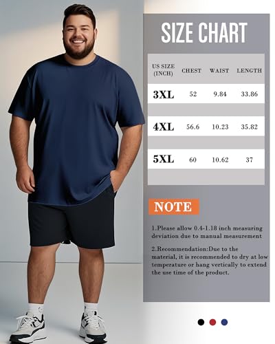 Taiyin 3 Pack Men's Big and Tall Shirts 3xl-5xl Stretch Short Sleeve T-Shirt Tops Crew Neck2