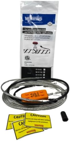 Warmup Unjacketed Self-Regulating Heater Cable Kit – 120V, Pre-Terminated Plug, for Indoor Residential Pipe Protection Only (6FT)