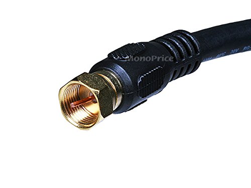 Image of Monoprice RG6 Coaxial Cable with F Type Connector - Quad Shield, CL2 Rated, 10 Feet, Black