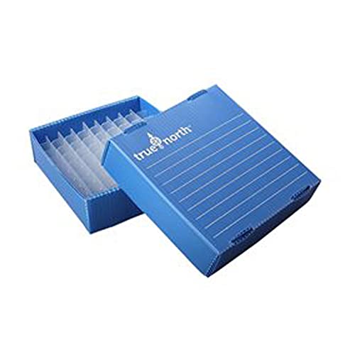 Image of Heathrow Scientific HS120376 True North Polypropylene Flatpack Freezer Box for 1.5 /2 mL Tubes, Blue, 81 Wells (Pack of 10)