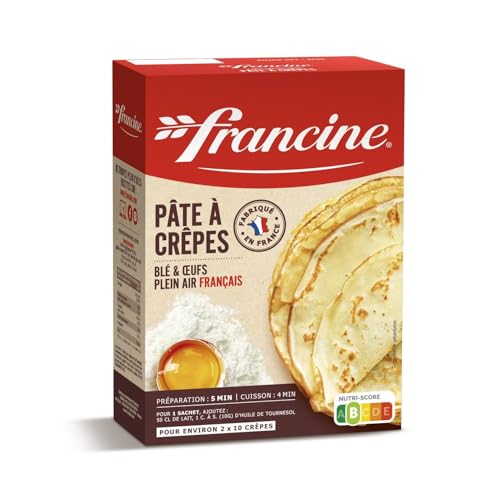 FRANCINE – Préparation Facile pour Crêpes Légères et Moelleuses, Format Pratique 2x190g - Le lot de 4
