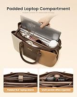 LOVEVOOK Laptop Work Bag for Women, 15.6 Inch Waterproof Vintage PU Leather Tote Purse with Wristlet, Professional Computer Bag for Teacher,Office, Daily — image 4