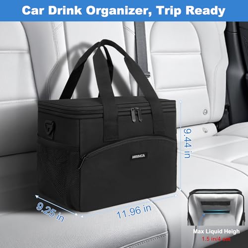 MRINCA Reusable 6-Cup Drink Carrier for Delivery – Insulated, Leak-Proof & Collapsible Beverage Caddy with Adjustable Dividers, Reinforced Base, Side Pockets & Shoulder Strap for Travel and Car Use - Thumbnail 2
