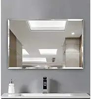 Cebrace Espelho Decorativo Retangular 70x50cm, Bisotê de 20mm, Vidro de 4mm, Montagem na Parede, Ideal para Sala, Banheiro, Quarto ou Cozinha