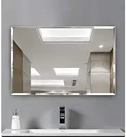 Cebrace Espelho Decorativo Retangular 70x50cm, Bisotê de 20mm, Vidro de 4mm, Montagem na Parede, Ideal para Sala, Banheiro, Quarto ou Cozinha
