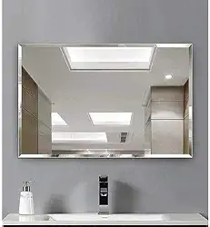 Cebrace Espelho Decorativo Retangular 70x50cm, Bisotê de 20mm, Vidro de 4mm, Montagem na Parede, Ideal para Sala, Banheiro, Quarto ou Cozinha