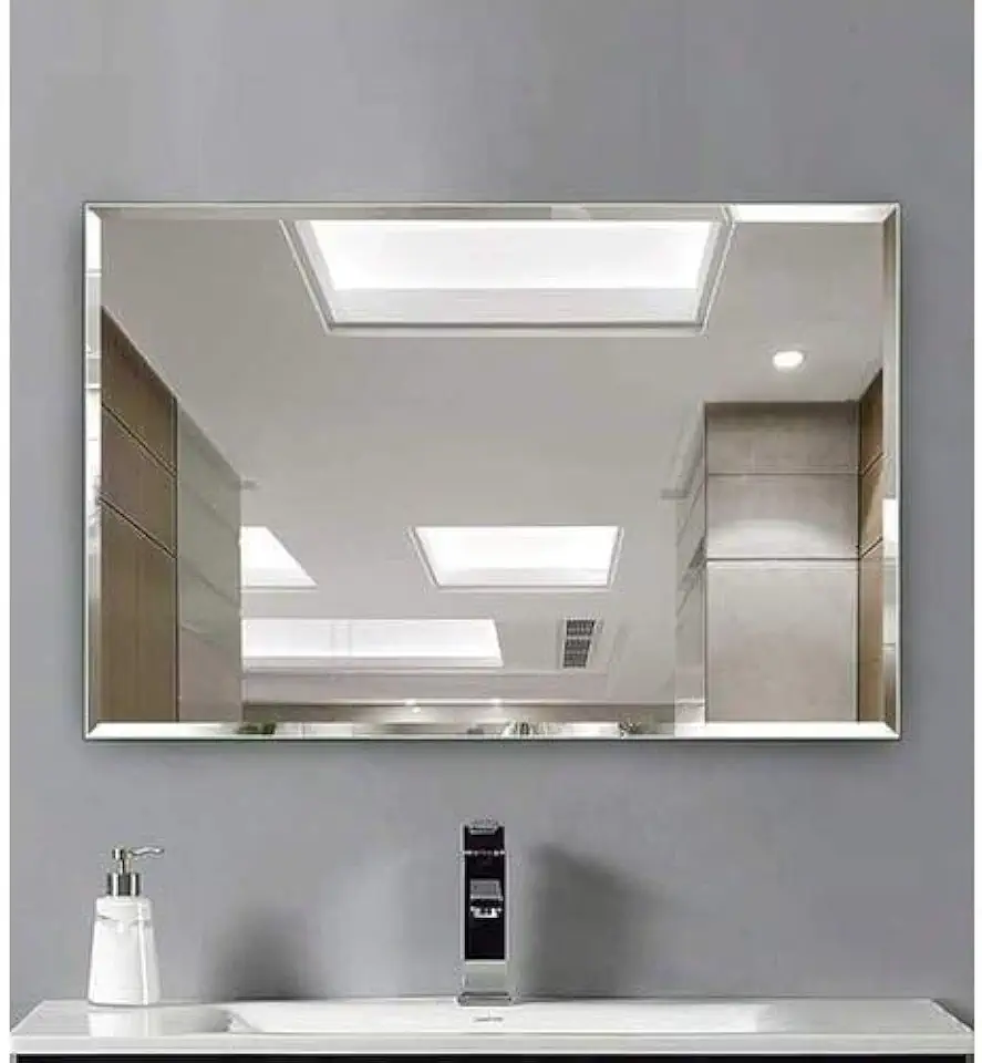 Cebrace Espelho Decorativo Retangular 70x50cm, Bisotê de 20mm, Vidro de 4mm, Montagem na Parede, Ideal para Sala, Banheiro, Quarto ou Cozinha