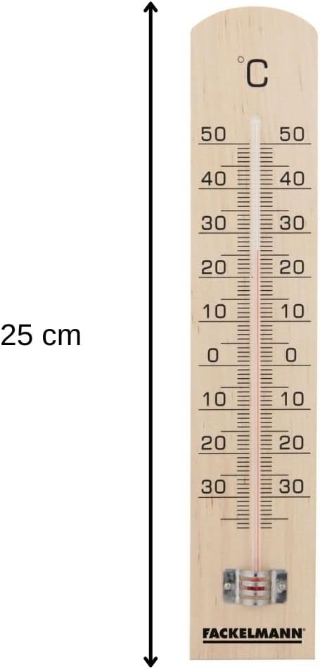 Fackelmann Tecno 16364 Wooden Thermometer with a 25 cm length indicator.