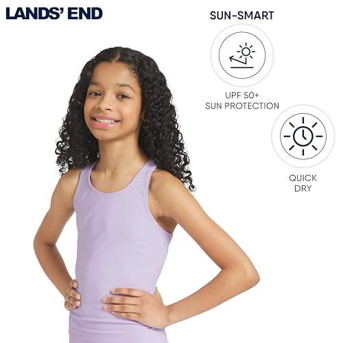 Image of Lands' End Girls' UPF 50+ Swim Bikini Bottom and Racerback Tankini Set