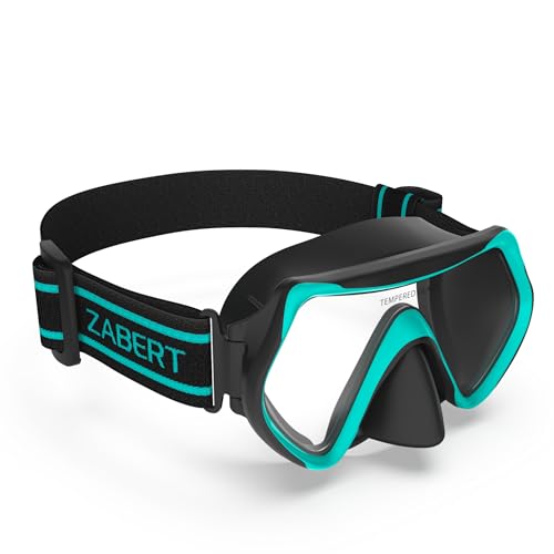 ZABERT Nose Cover Swim Goggles Mask for Adult Men Women Adult Youth - Fabric Strap Snorkel Dive Swimming Snorkeling Scuba Diving Black Teal