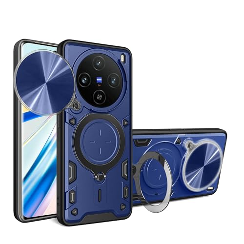Lucyliy Compatible with vivo X100 V2309A V2308 Phone Case Cover [with Tempered Glass Screen Protector] Blue